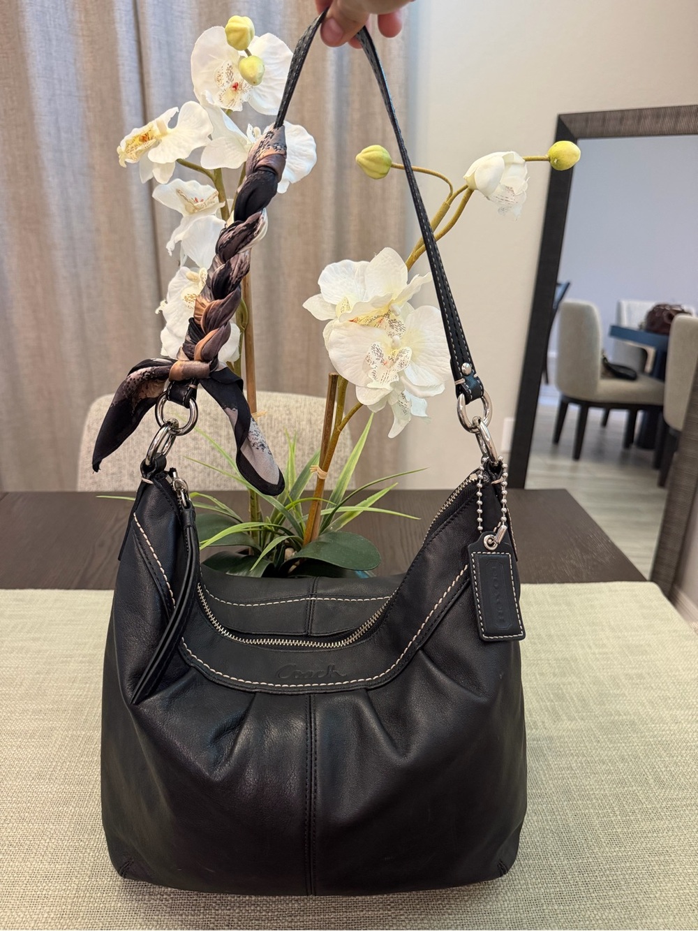 Coach slouchy black leather shoulder bag